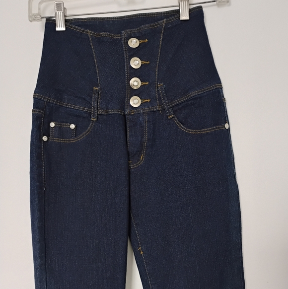 High Rise Dark Blue Women's Jeans - Picture 2 of 4